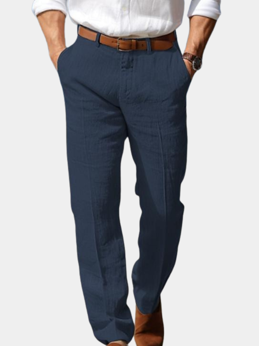 PANTALON HOMME LUXE EN LIN PREMIUM (AVEC PASSANTS POUR CEINTURE) - image 1