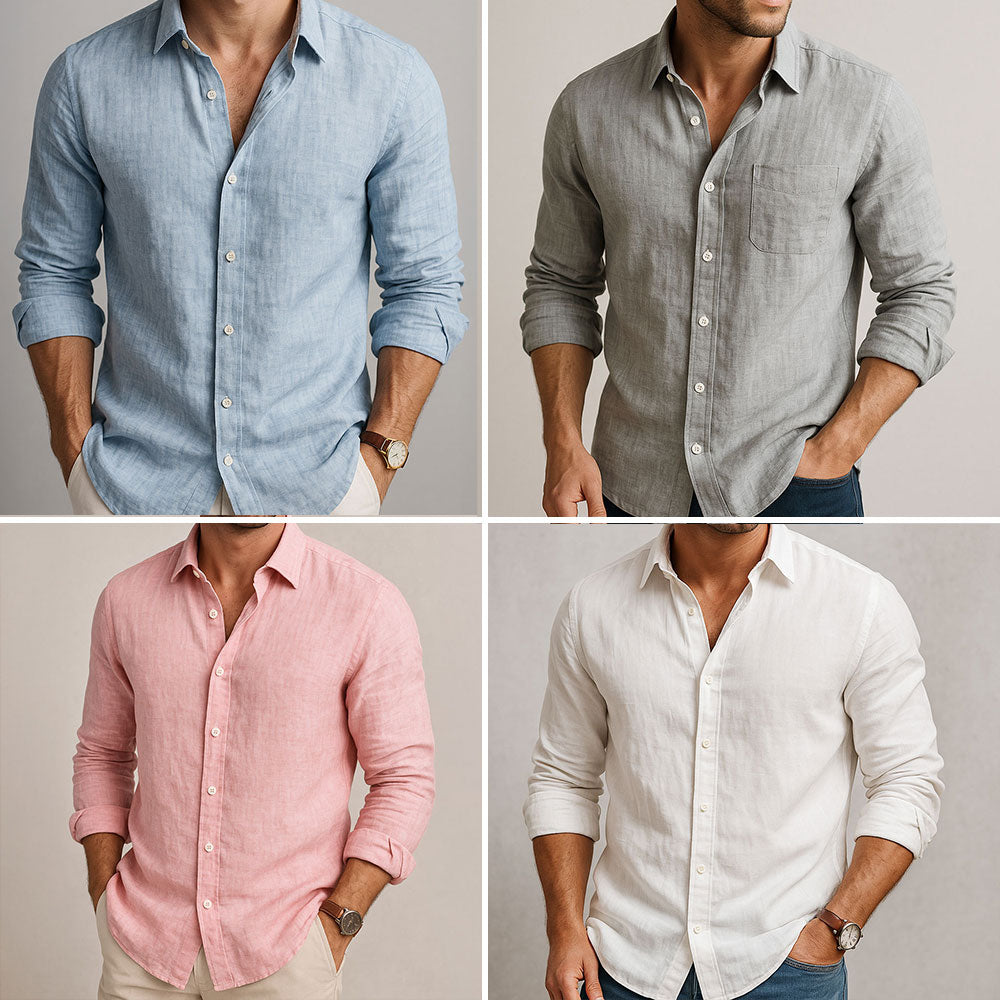 CHEMISE ESSENTIELLE EN LIN - ACHETEZ 3 ET OBTENEZ 1 GRATUIT (TOUS LES 4 COULEURS)