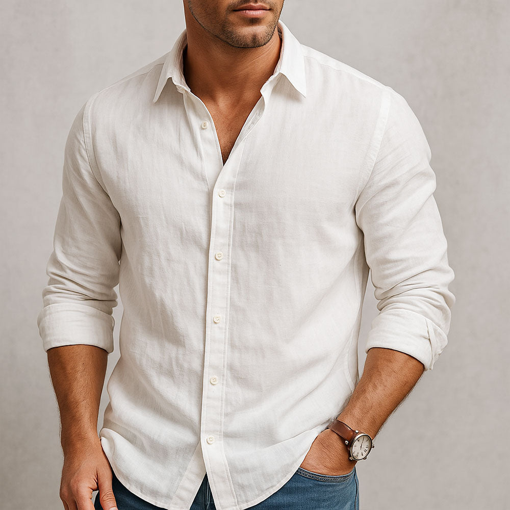 CHEMISE ESSENTIELLE EN LIN - Blanc