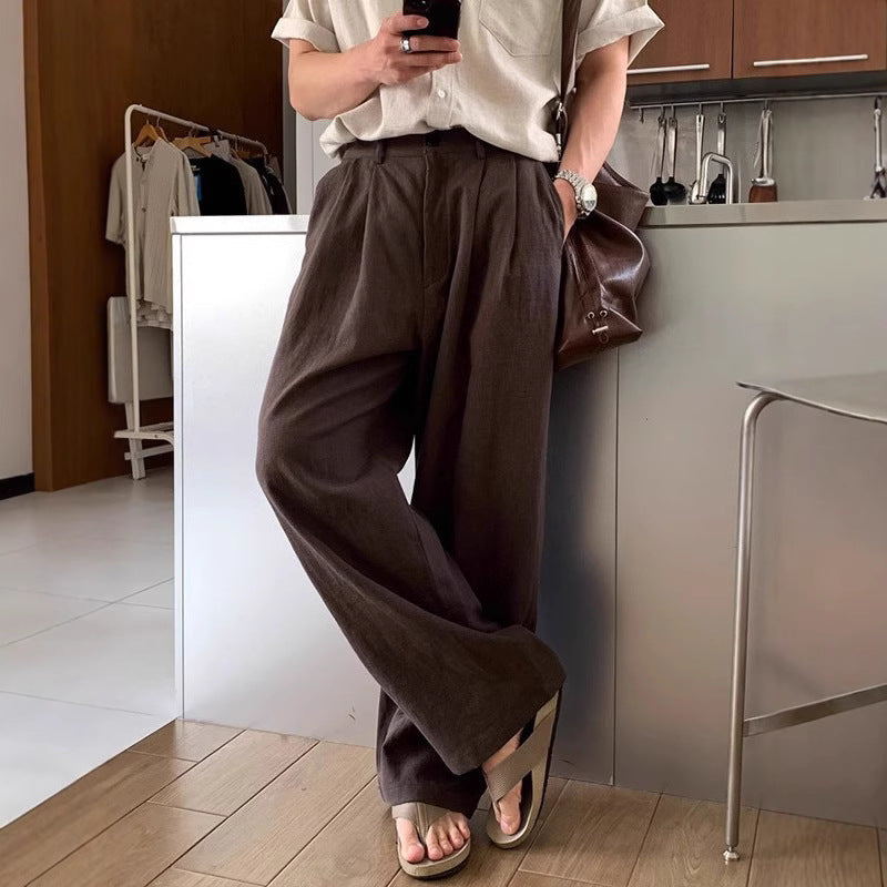 LOUIS | PANTALONS EN LIN À JAMBES LARGES - Marron café
