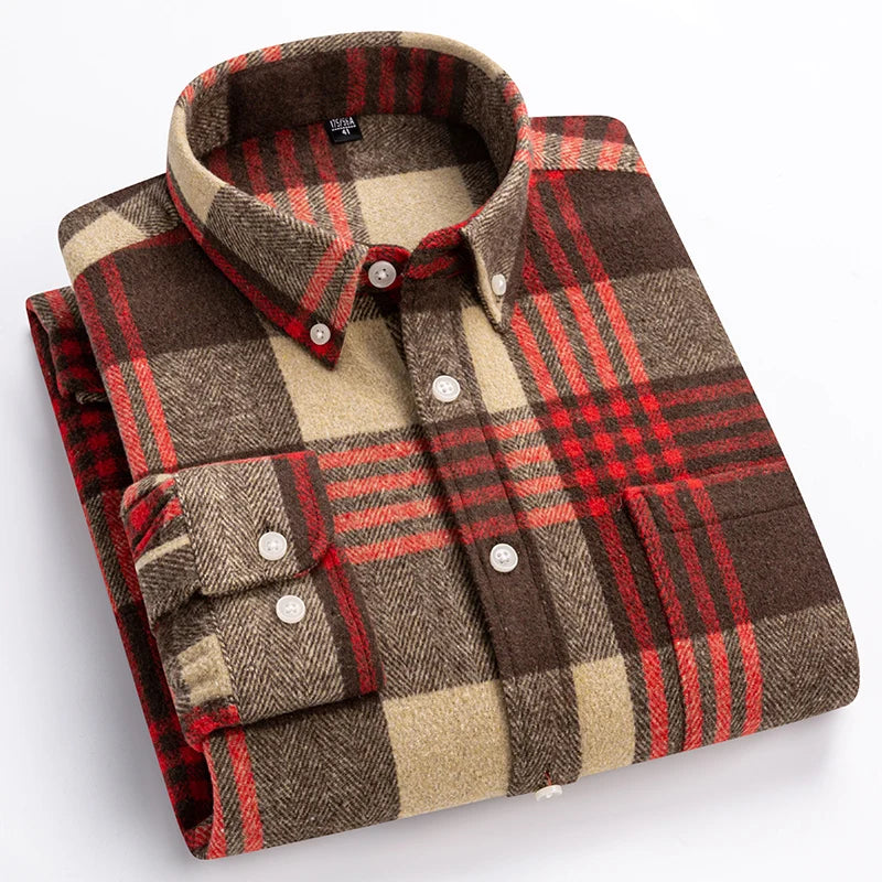 Louis Riviera | CHEMISE À CARREAUX POUR HOMME MODERNE - Marron/Rouge