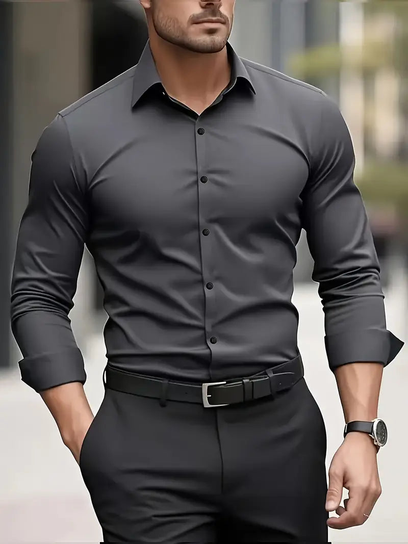 Louis Riviera | CHEMISE RESPIRANTE À MANCHES LONGUES - Gris foncé
