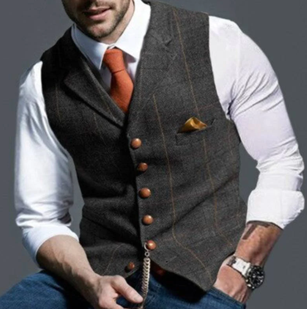 Louis Riviera | GILET ÉLÉGANT POUR HOMME - Gris Foncé
