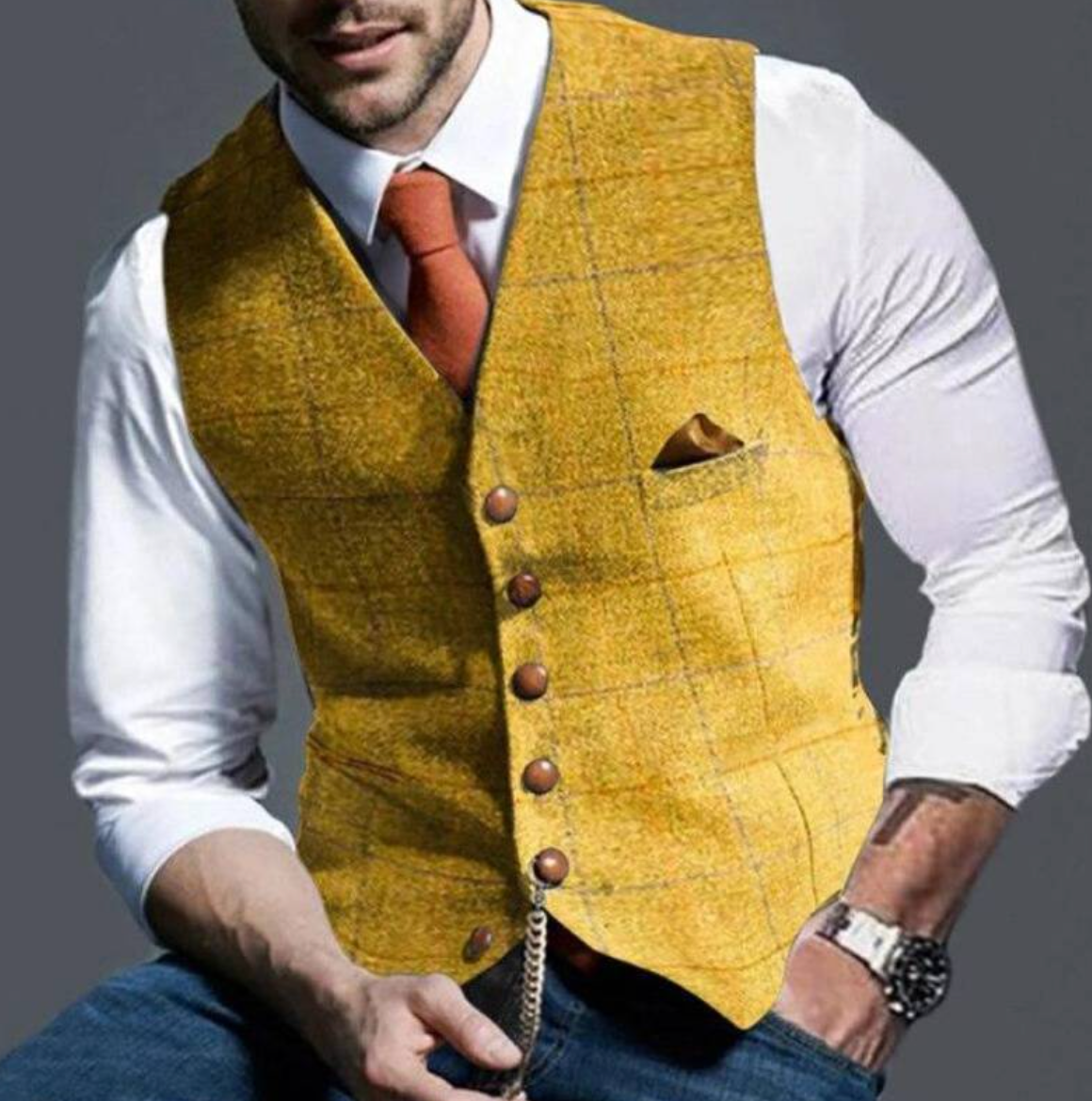 Louis Riviera | GILET ÉLÉGANT POUR HOMME - Jaune