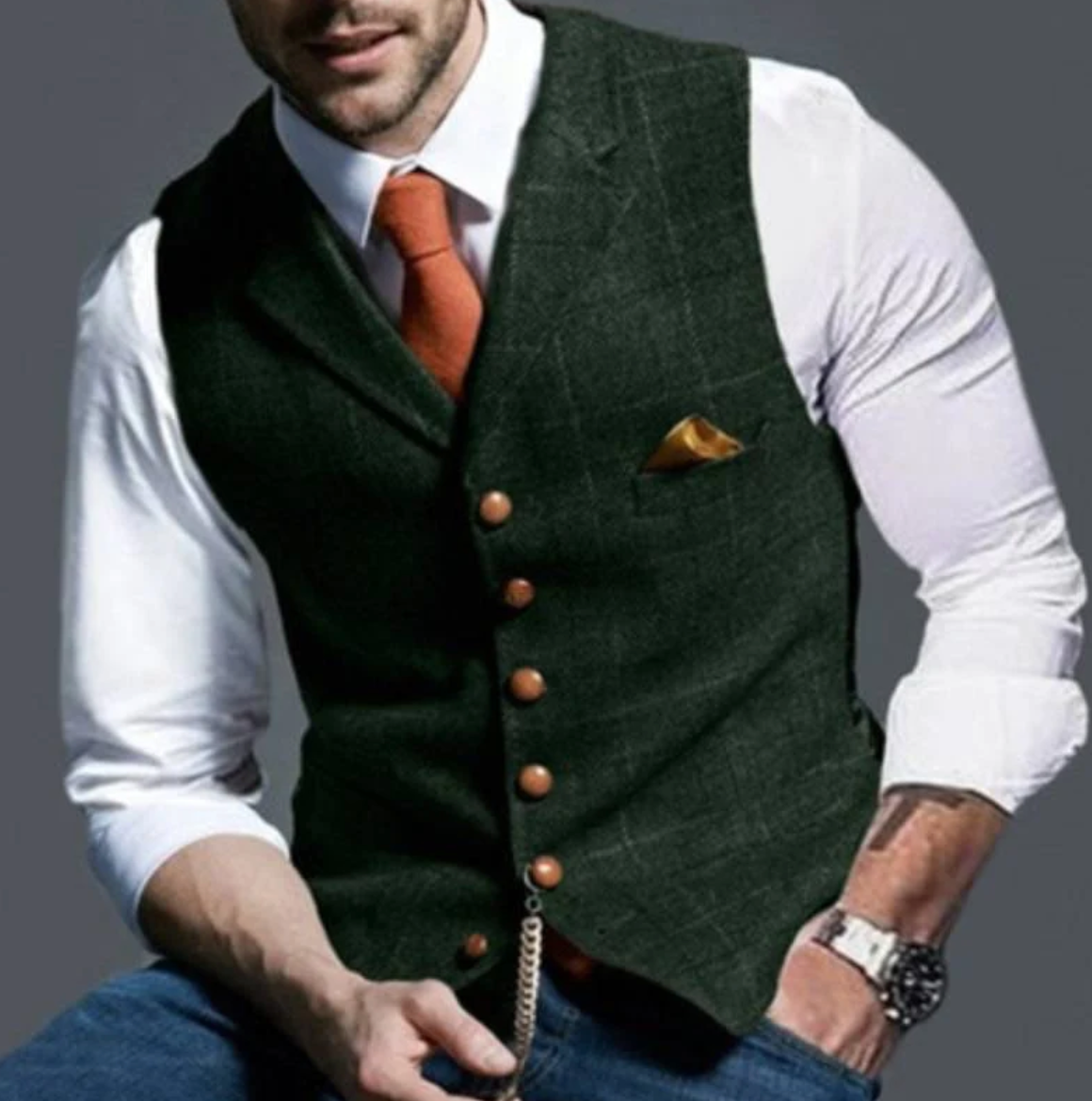 Louis Riviera | GILET ÉLÉGANT POUR HOMME - Vert Foncé