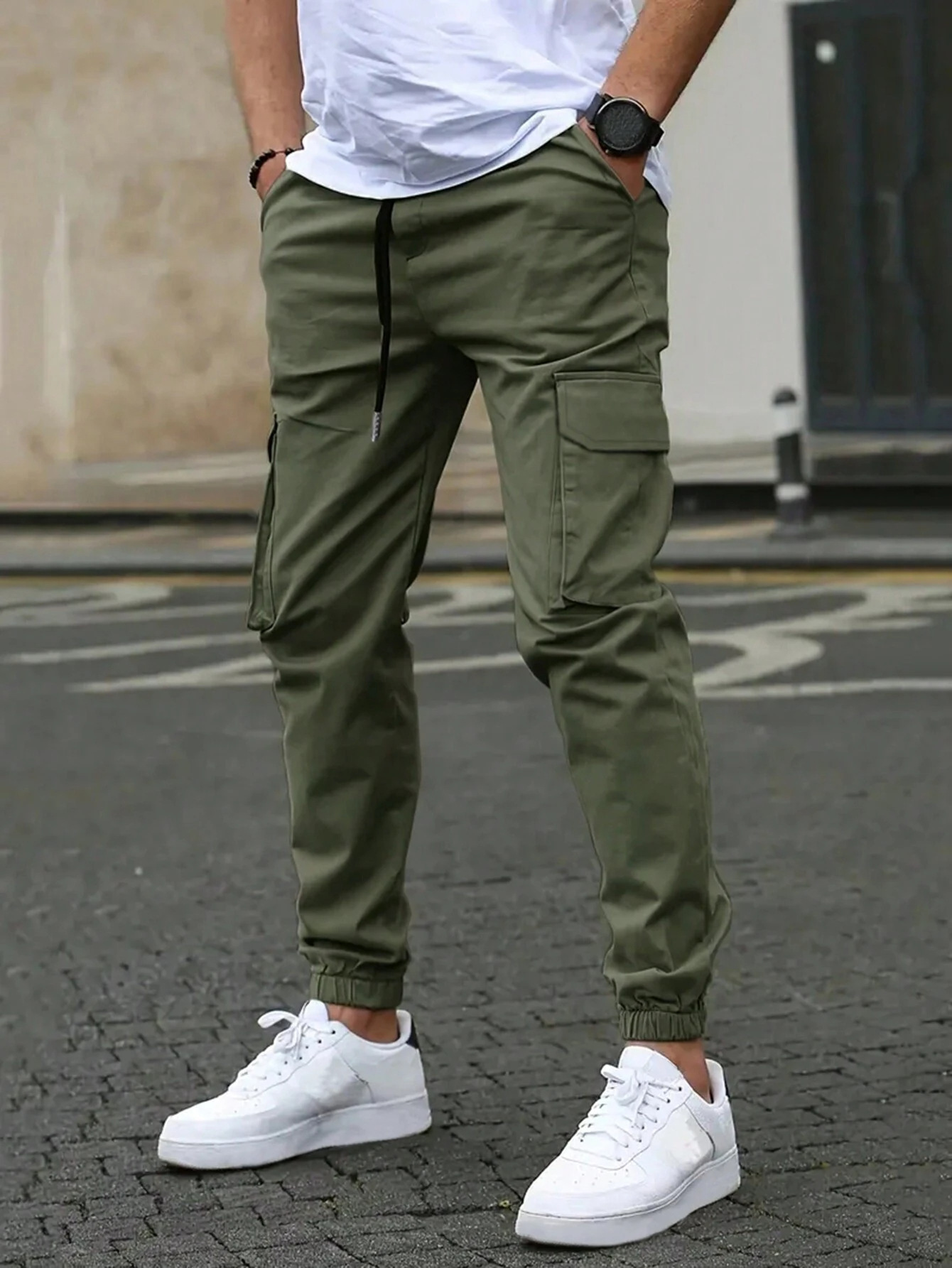 Louis Riviera | JOGGERS CARGO POUR HOMME - Vert Militaire