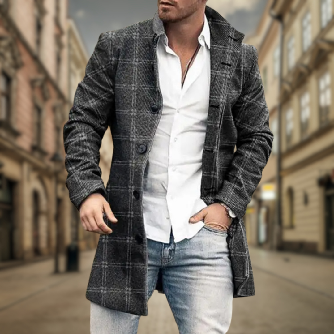 Louis Riviera | MANTEAU ÉLÉGANT POUR HOMME - Gris Clair à Carreaux