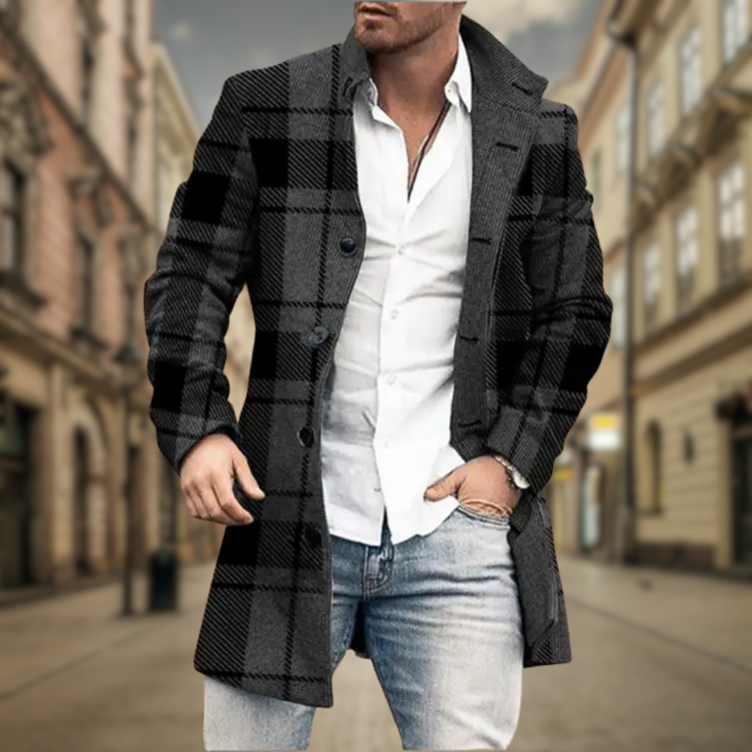 Louis Riviera | MANTEAU ÉLÉGANT POUR HOMME - Gris Foncé à Carreaux