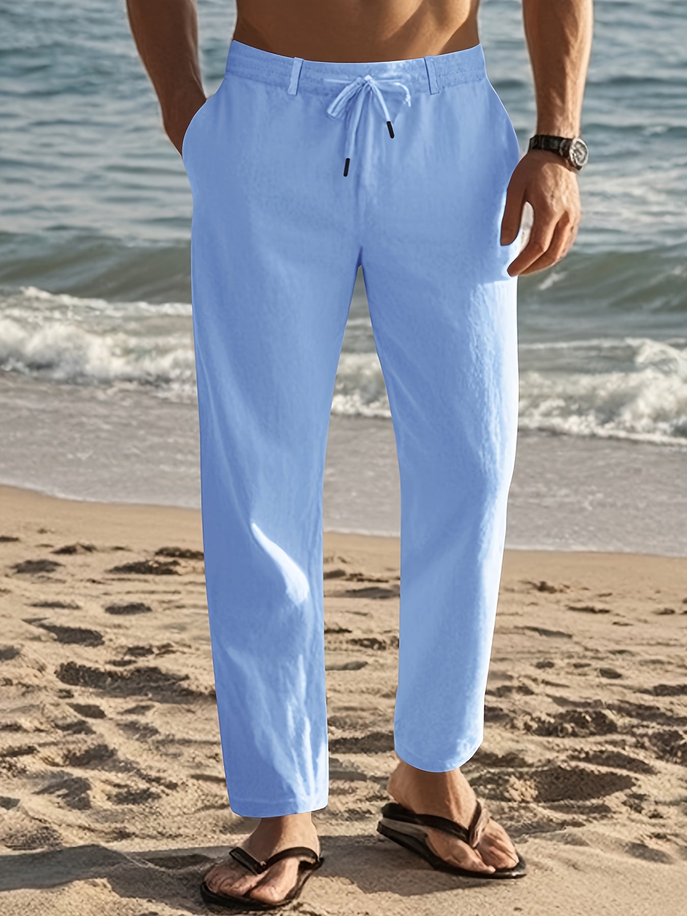 Louis Riviera | PANTALON EN LIN POUR HOMMES - Bleu Céleste