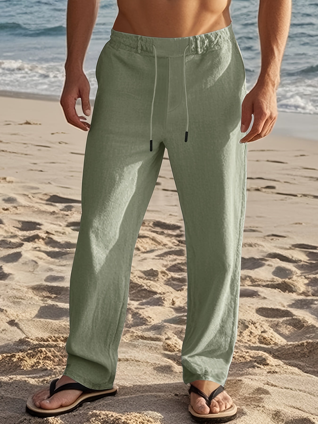 Louis Riviera | PANTALON EN LIN POUR HOMMES - Vert Fougère