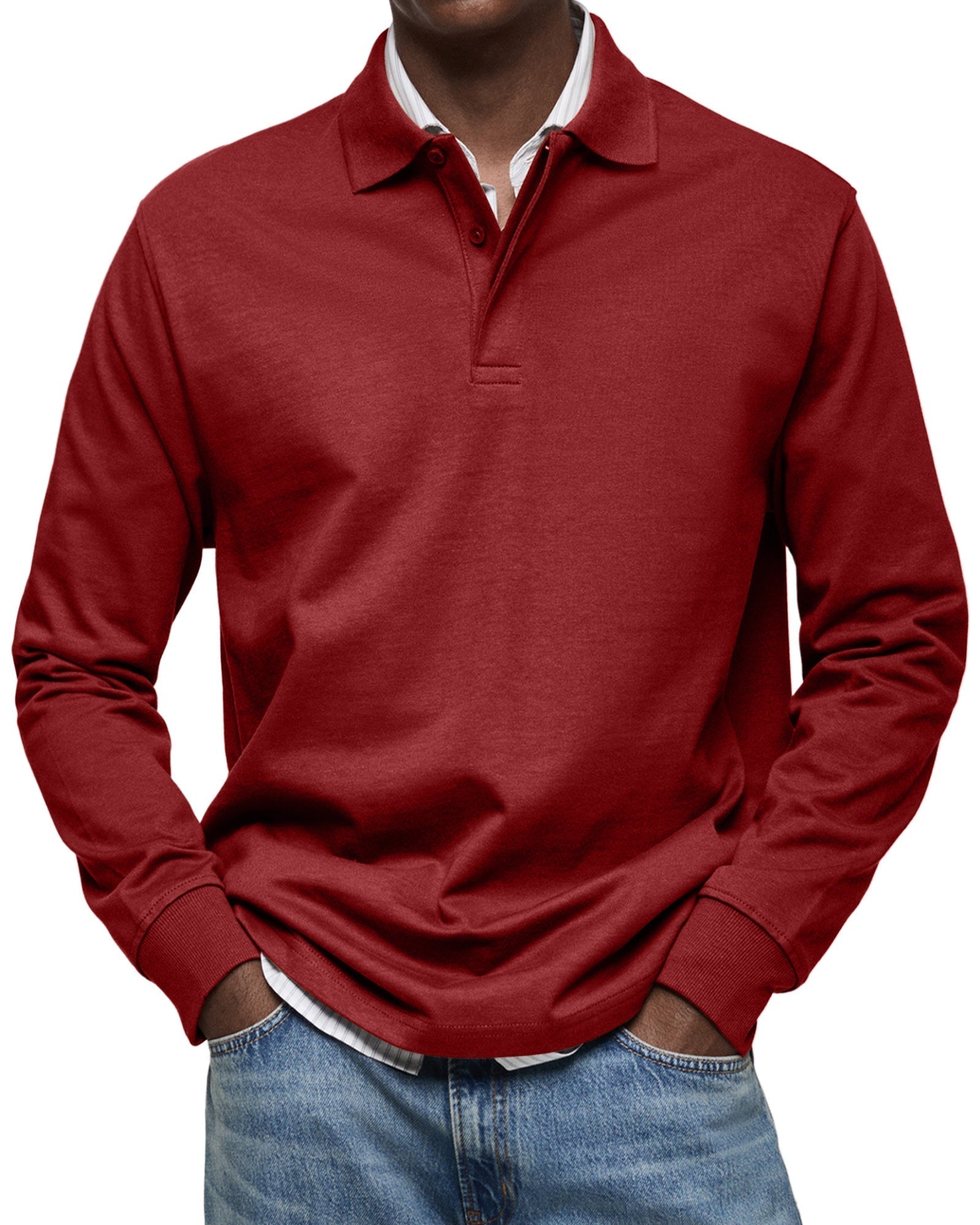 Louis Riviera | POLO DE LUXE À MANCHES LONGUES - Rouge