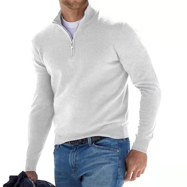Louis Riviera | PULL DEMI ZIPPÉ - Blanc