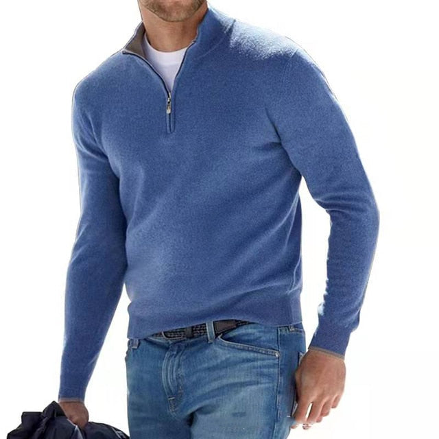 Louis Riviera | PULL DEMI ZIPPÉ - Bleu