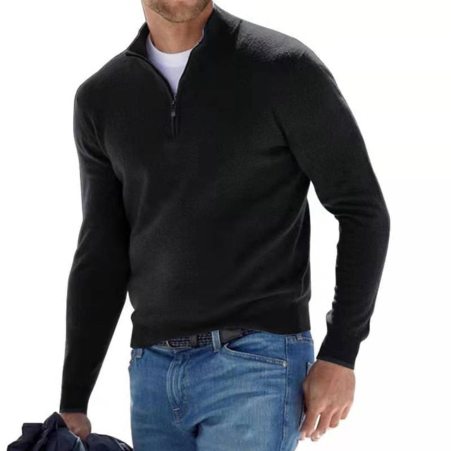 Louis Riviera | PULL DEMI ZIPPÉ - Noir