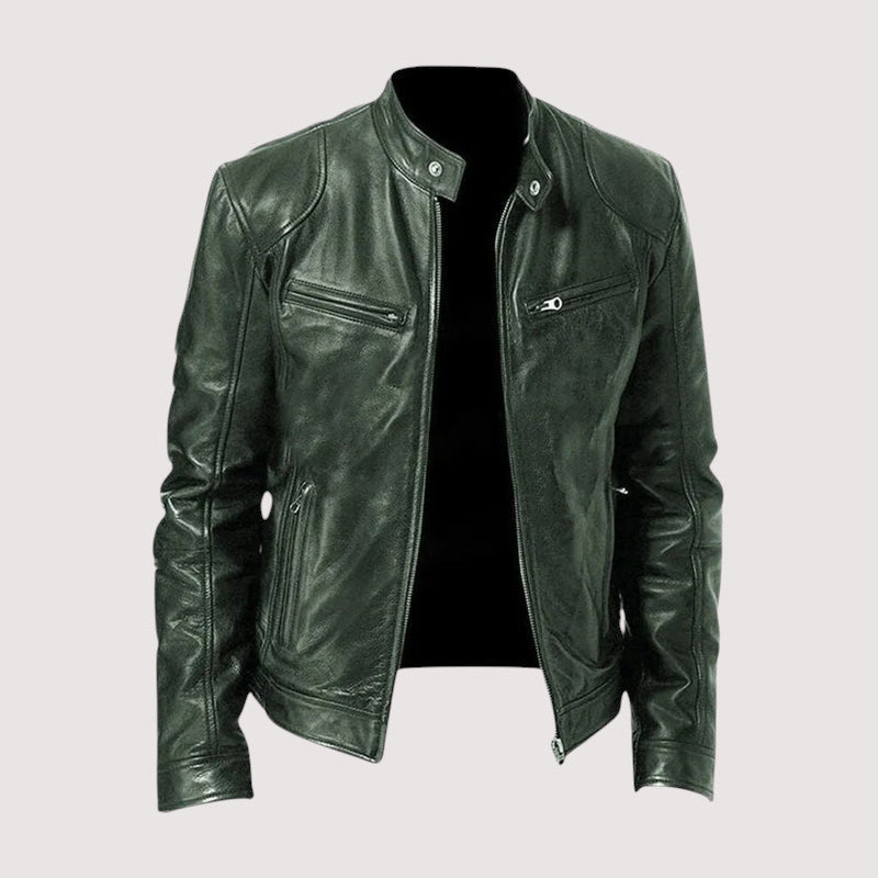 Louis Riviera | VESTE EN CUIR HAUT DE GAMME ÉLÉGANTE POUR HOMME - Vert foncé