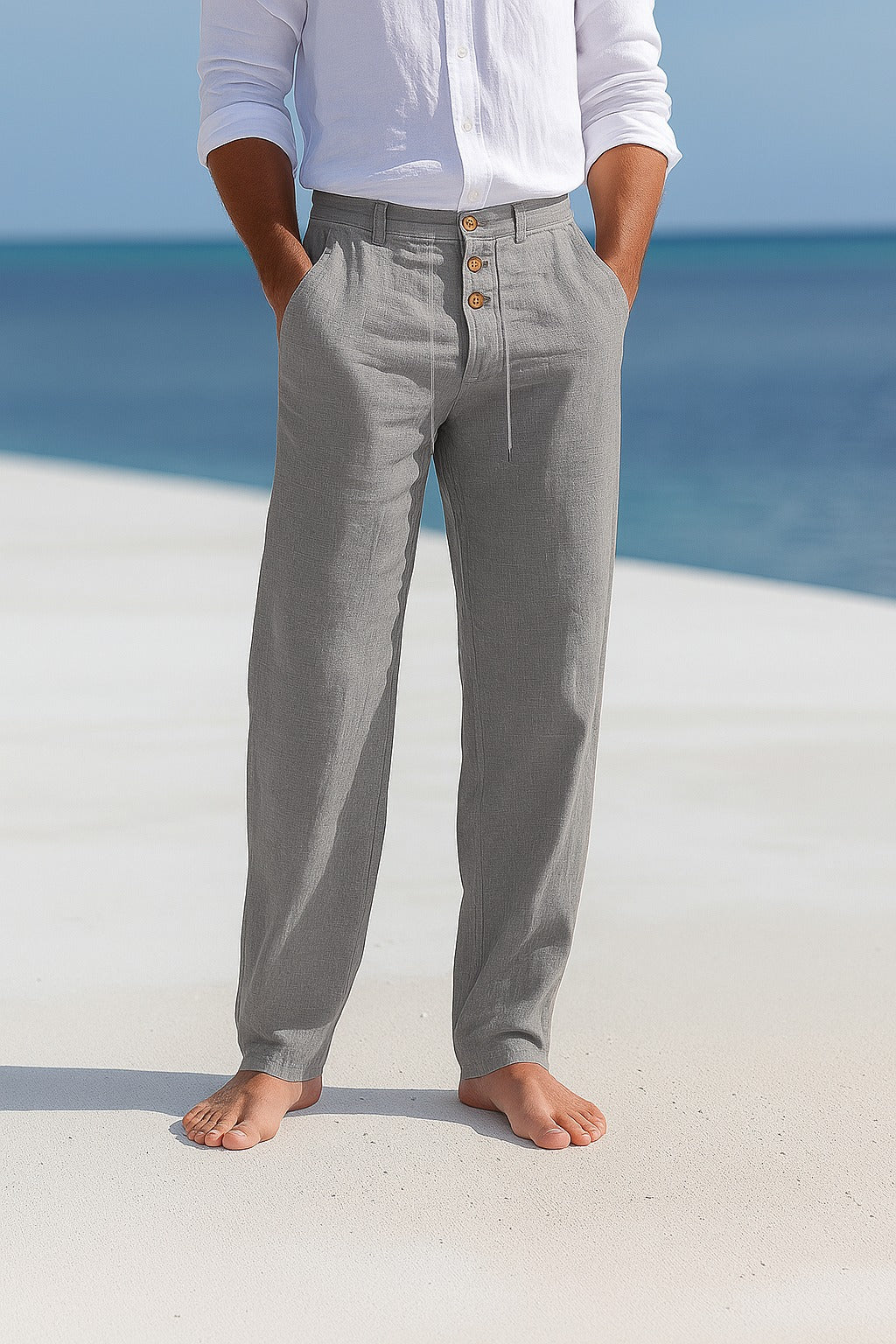 MATTEO | PANTALON D'ÉTÉ EN LIN LÉGER - Gris