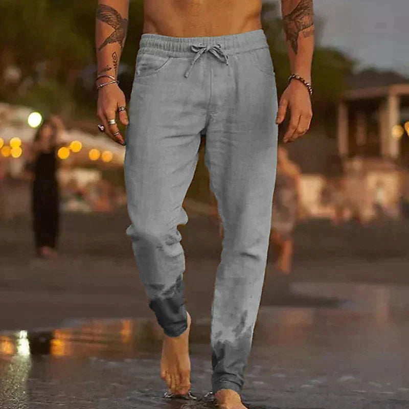 PANTALONS DE PLAGE EN LIN - Gris
