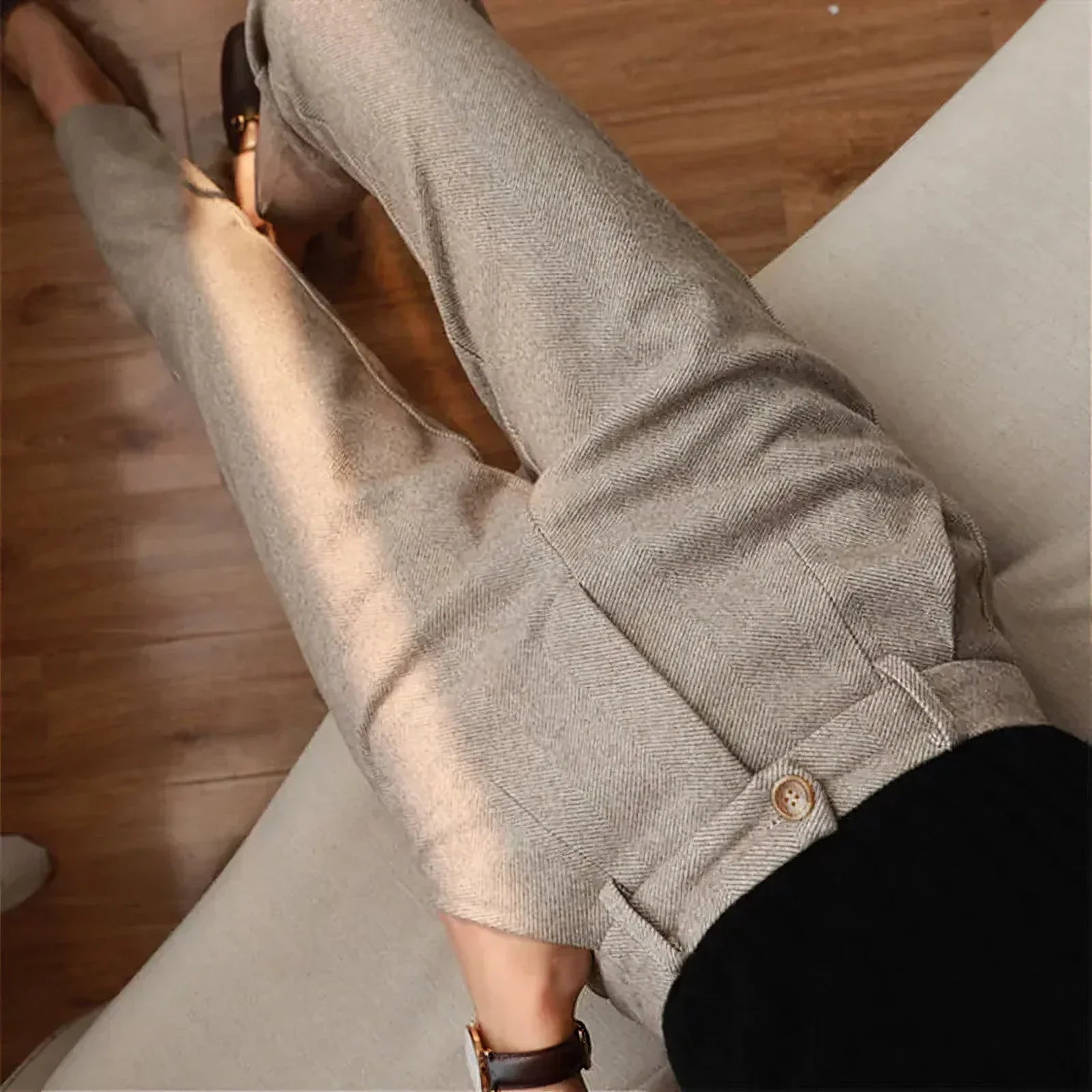 PANTALONS ÉLÉGANTS EN PURE LAINE SUR MESURE - Beige